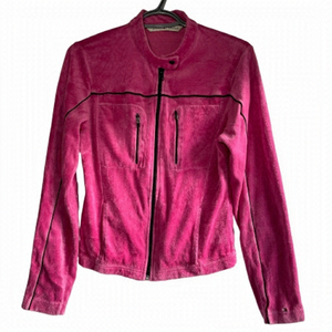 Tommy Hilfiger Retro Velvet Velour Full Zip Track Jacket Bright Pink size M